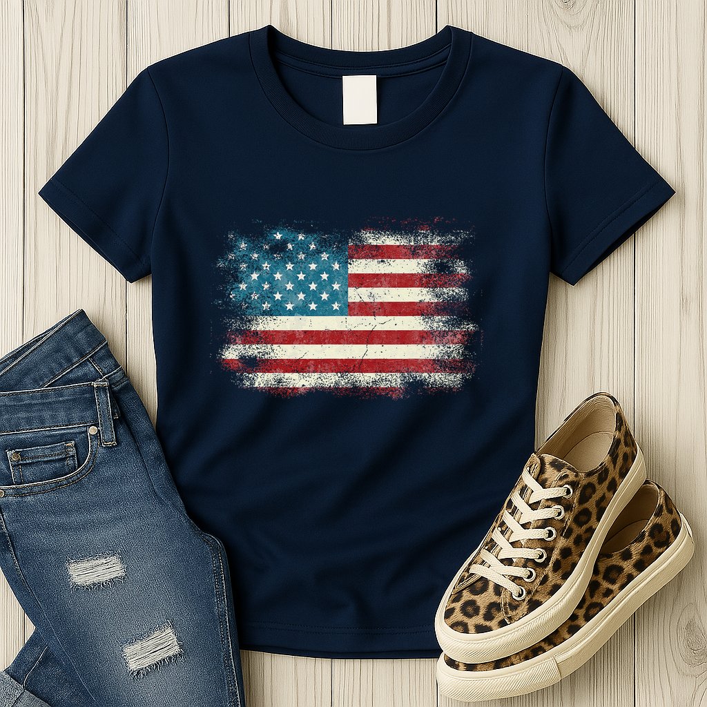 Patriotic American Usa Flag Womens T-Shirt