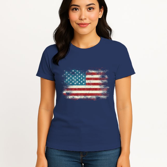 Patriotic American Usa Flag Womens T-Shirt