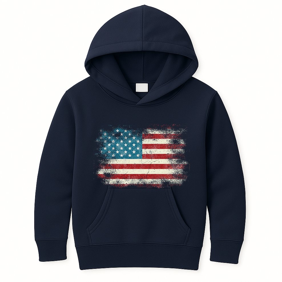 Patriotic American Usa Flag Kids Hoodie