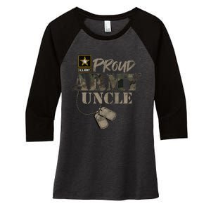 Proud Army Uncle Military Pride Women's Tri-Blend 3/4-Sleeve Raglan Shirt