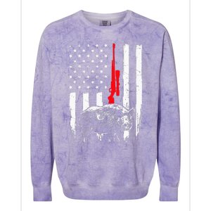 Patriotic American USA Flag Boar Hunting Wild Hog Hunter Colorblast Crewneck Sweatshirt