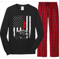 Patriotic American USA Flag Boar Hunting Wild Hog Hunter Long Sleeve Pajama Set