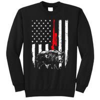 Patriotic American USA Flag Boar Hunting Wild Hog Hunter Tall Sweatshirt