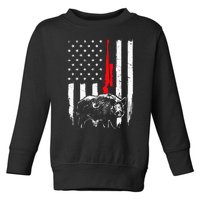 Patriotic American USA Flag Boar Hunting Wild Hog Hunter Toddler Sweatshirt