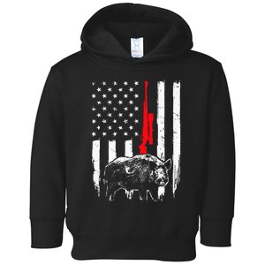 Patriotic American USA Flag Boar Hunting Wild Hog Hunter Toddler Hoodie