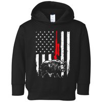 Patriotic American USA Flag Boar Hunting Wild Hog Hunter Toddler Hoodie