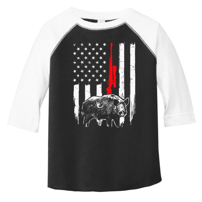 Patriotic American USA Flag Boar Hunting Wild Hog Hunter Toddler Fine Jersey T-Shirt