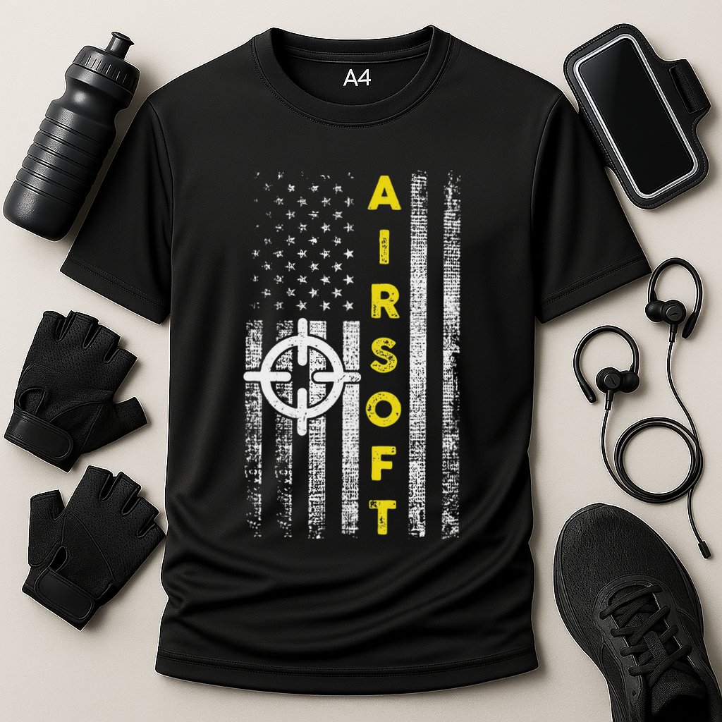 Patriotic Airsoft United States Flag Cooling Performance Crew T-Shirt