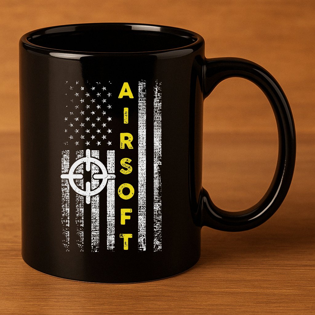 Patriotic Airsoft United States Flag 11oz C Handle Ceramic Mug