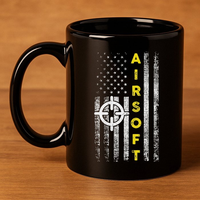 Patriotic Airsoft United States Flag 11oz C Handle Ceramic Mug