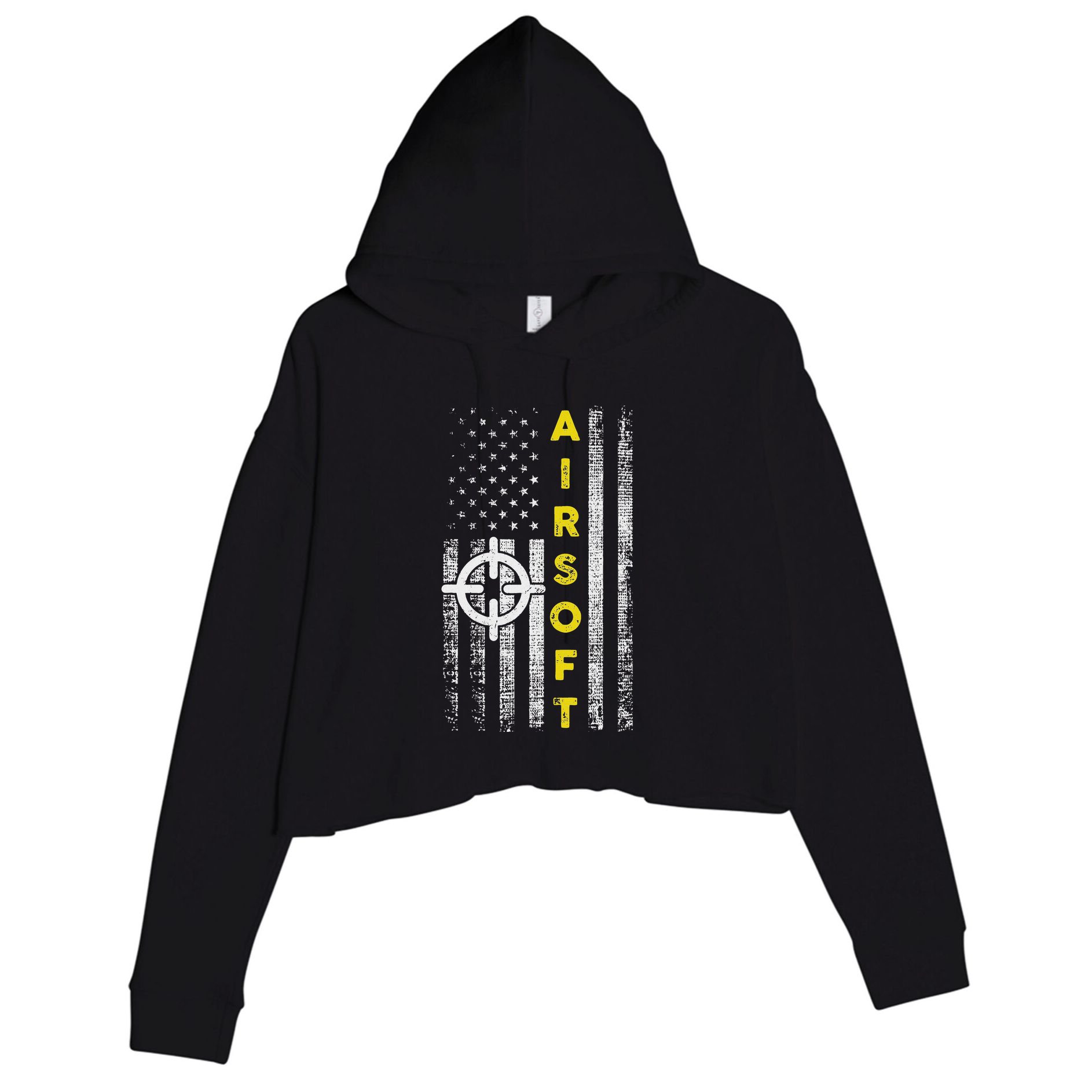 Patriotic Airsoft United States Flag Crop Fleece Hoodie