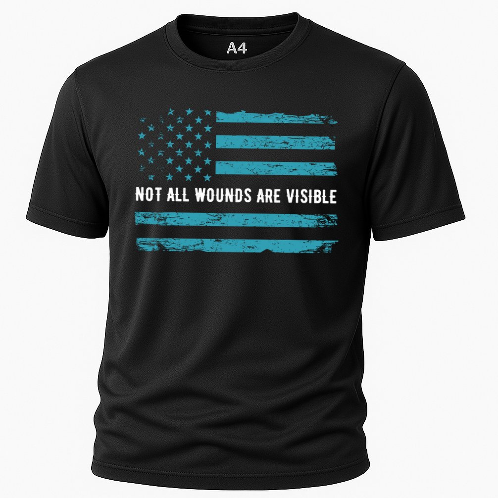 Ptsd Awareness Us Flag In Teal Color T Warrior Gift Cooling Performance Crew T-Shirt