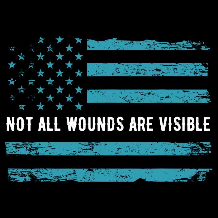 Ptsd Awareness Us Flag In Teal Color T Warrior Gift T-Shirt