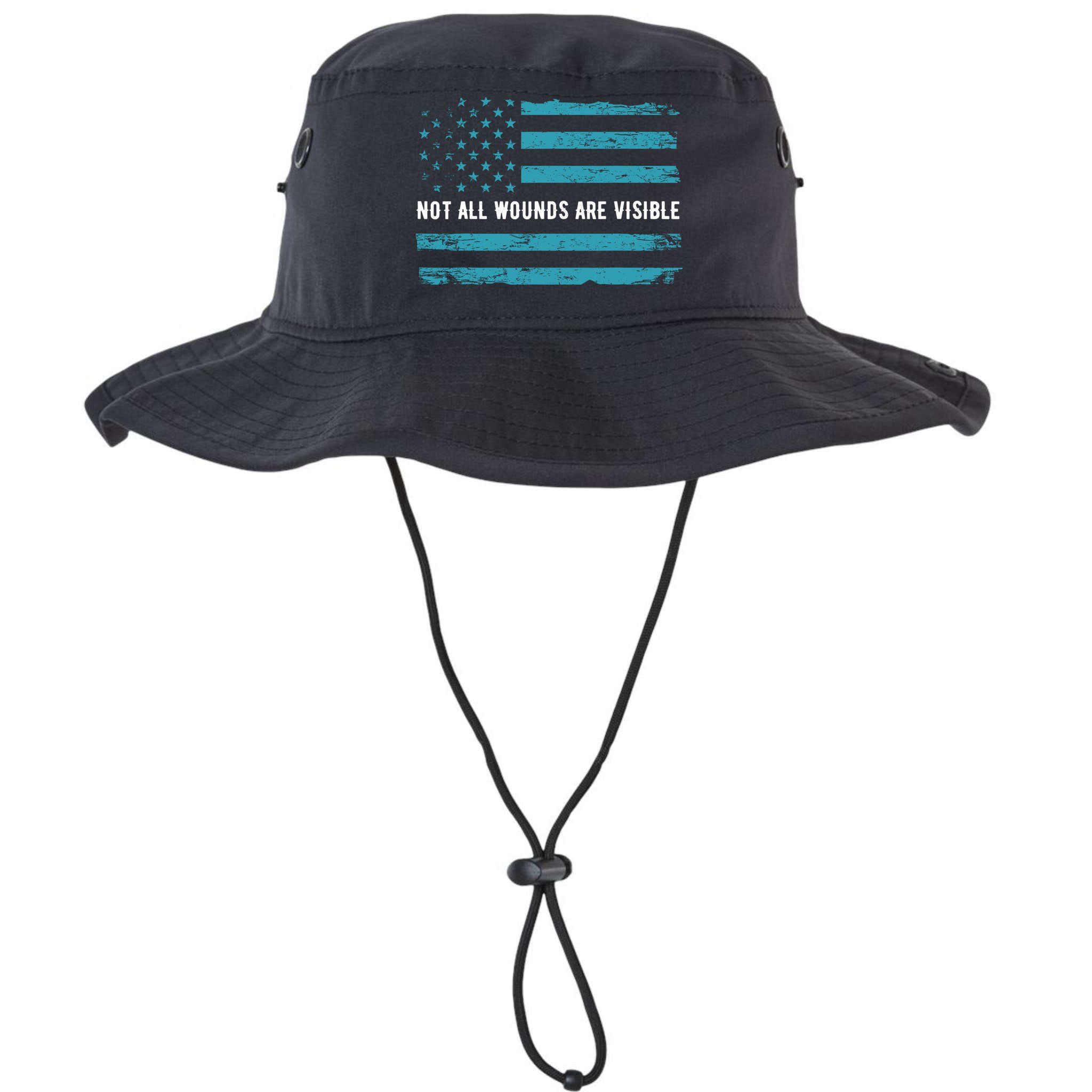 Ptsd Awareness Us Flag In Teal Color T Warrior Gift Bucket Hat