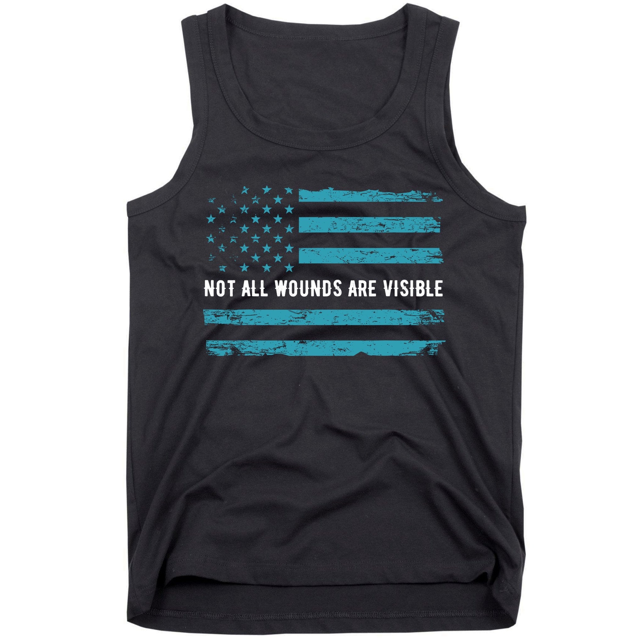 Ptsd Awareness Us Flag In Teal Color T Warrior Gift Tank Top
