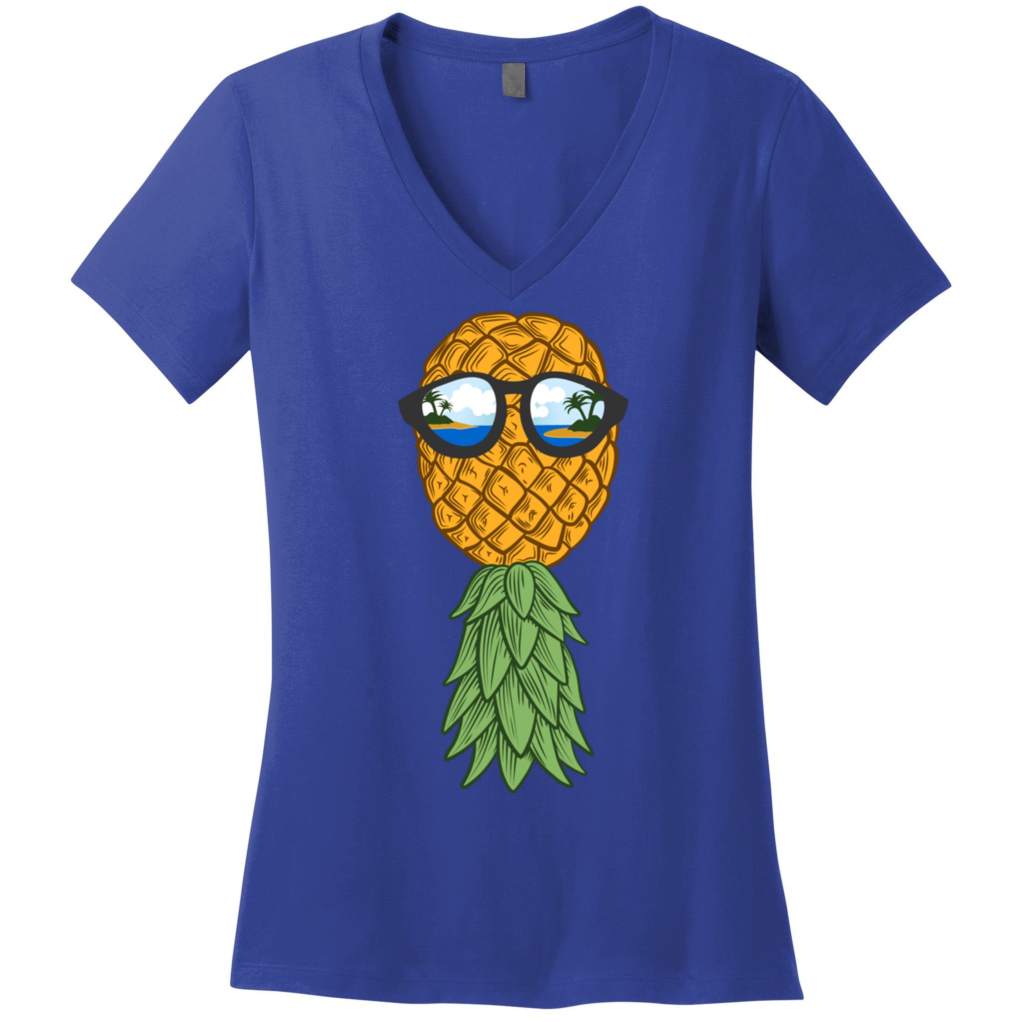 Polyamory And Upside Down Pineapple Summer Vacation Cruise Meaningful Gift Women's V-Neck T-Shirt