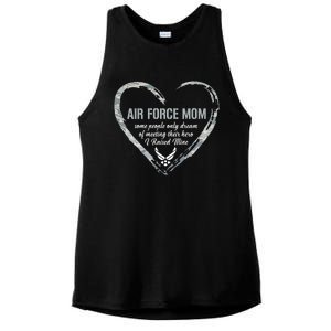 Proud American USAF Mom Woman Proud Mom Heart Military Mom Ladies PosiCharge Tri-Blend Wicking Tank