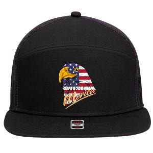 Proud American Us Flag Liberty Merica Patriotic Bald Eagle Gift 7 Panel Mesh Trucker Snapback Hat