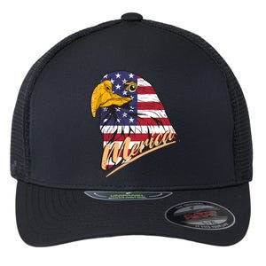 Proud American Us Flag Liberty Merica Patriotic Bald Eagle Gift Flexfit Unipanel Trucker Cap