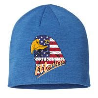 Proud American Us Flag Liberty Merica Patriotic Bald Eagle Gift Sustainable Beanie