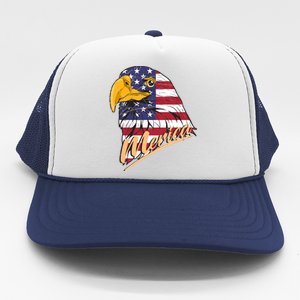 Proud American Us Flag Liberty Merica Patriotic Bald Eagle Gift Trucker Hat