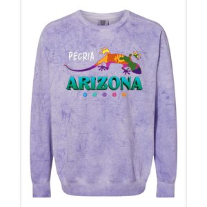 Peoria Arizona Usa Desert Gecko Lizard Vacation Souvenir Colorblast Crewneck Sweatshirt