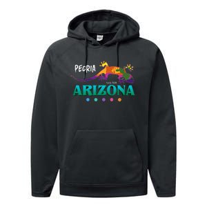 Peoria Arizona Usa Desert Gecko Lizard Vacation Souvenir Performance Fleece Hoodie