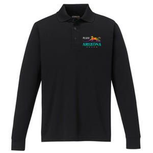 Peoria Arizona Usa Desert Gecko Lizard Vacation Souvenir Performance Long Sleeve Polo