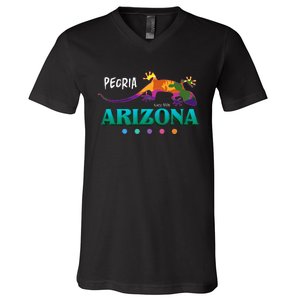 Peoria Arizona Usa Desert Gecko Lizard Vacation Souvenir V-Neck T-Shirt