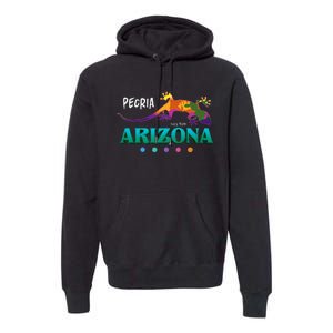 Peoria Arizona Usa Desert Gecko Lizard Vacation Souvenir Premium Hoodie