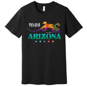 Peoria Arizona Usa Desert Gecko Lizard Vacation Souvenir Premium T-Shirt