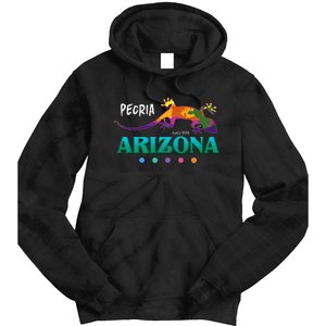 Peoria Arizona Usa Desert Gecko Lizard Vacation Souvenir Tie Dye Hoodie