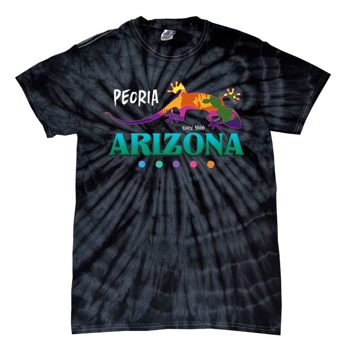 Peoria Arizona Usa Desert Gecko Lizard Vacation Souvenir Tie-Dye T-Shirt