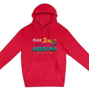 Peoria Arizona Usa Desert Gecko Lizard Vacation Souvenir Premium Pullover Hoodie