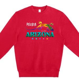 Peoria Arizona Usa Desert Gecko Lizard Vacation Souvenir Premium Crewneck Sweatshirt