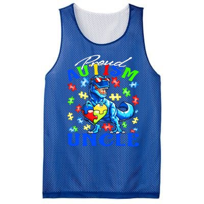 Proud Autism Uncle Dinosaur Autism Awareness Cool Gift Mesh Reversible Basketball Jersey Tank