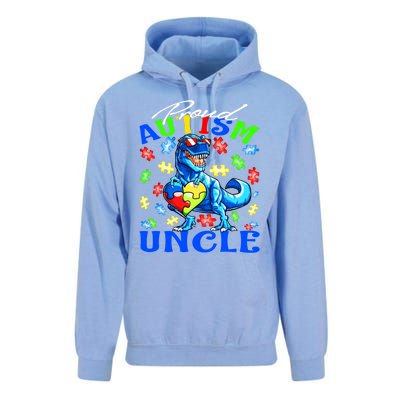 Proud Autism Uncle Dinosaur Autism Awareness Cool Gift Unisex Surf Hoodie