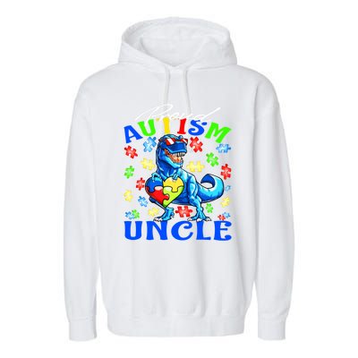 Proud Autism Uncle Dinosaur Autism Awareness Cool Gift Garment-Dyed Fleece Hoodie