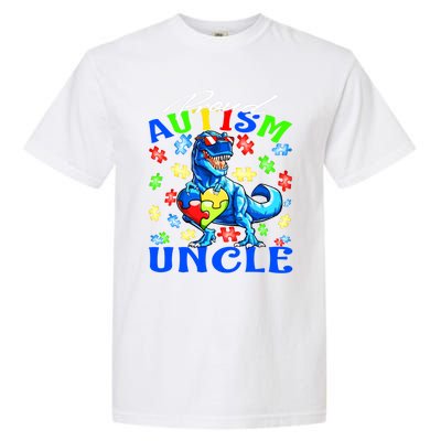 Proud Autism Uncle Dinosaur Autism Awareness Cool Gift Garment-Dyed Heavyweight T-Shirt