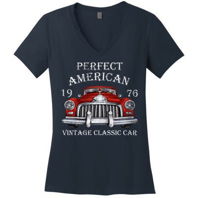 Perfect American Vintage Classic Car 1976 Women's V-Neck T-Shirt