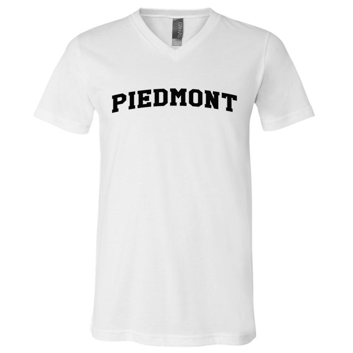 Piedmont Arch Vintage Retro College Athletic Sports V-Neck T-Shirt