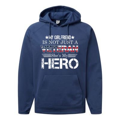 Proud Army Veteran Support My Friend Us Veteran My Hero Gift Performance Fleece Hoodie