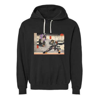 Pso2 Ash Vs. Doudou Ukiyoe Style Garment-Dyed Fleece Hoodie