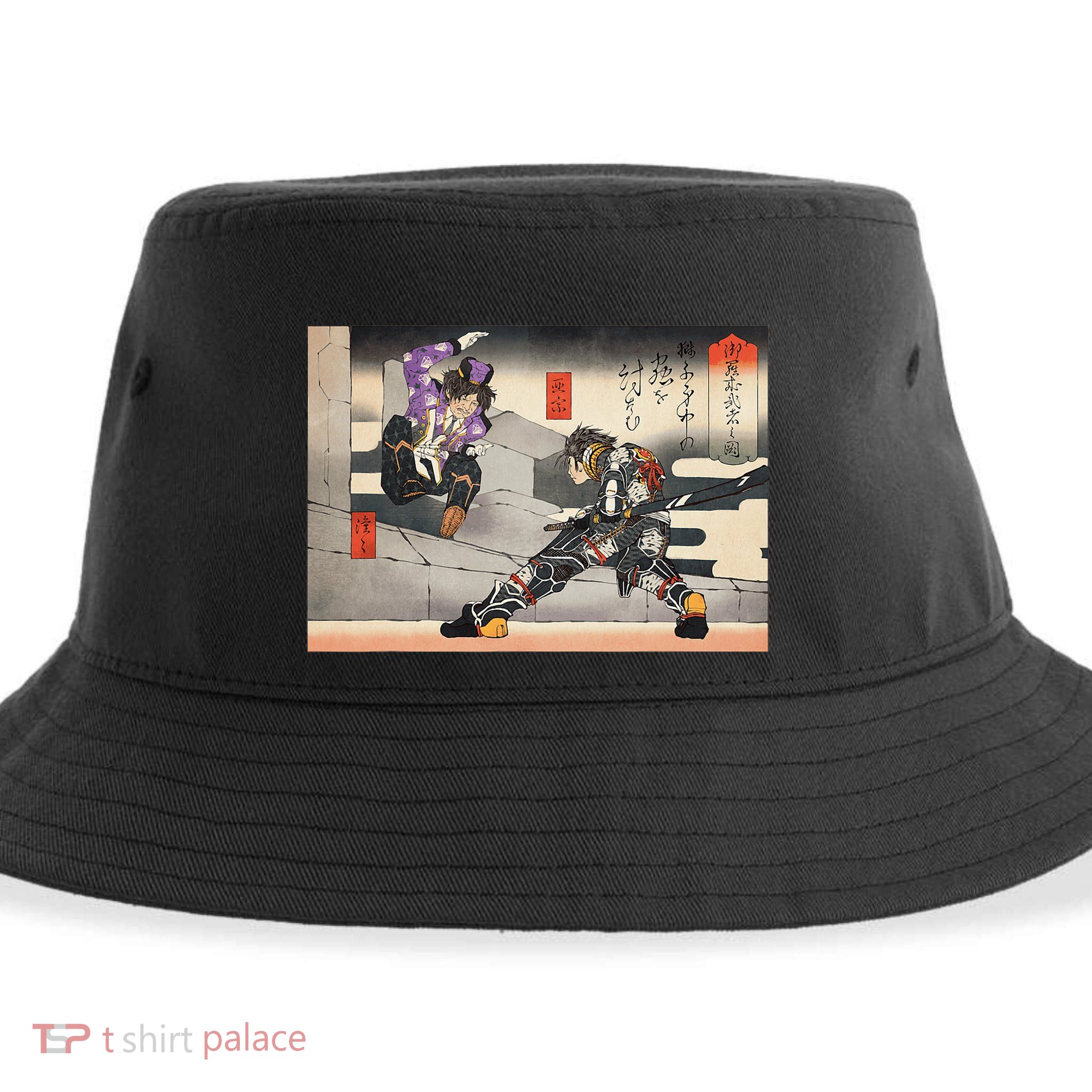 Pso2 Ash Vs. Doudou Ukiyoe Style Sustainable Bucket Hat