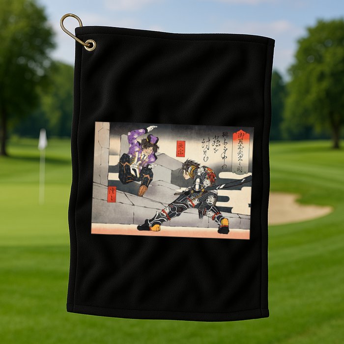 Pso2 Ash Vs. Doudou Ukiyoe Style Golf Towel