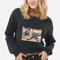 Pso2 Ash Vs. Doudou Ukiyoe Style Cropped Pullover Crew