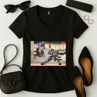 Pso2 Ash Vs. Doudou Ukiyoe Style Women's V-Neck T-Shirt