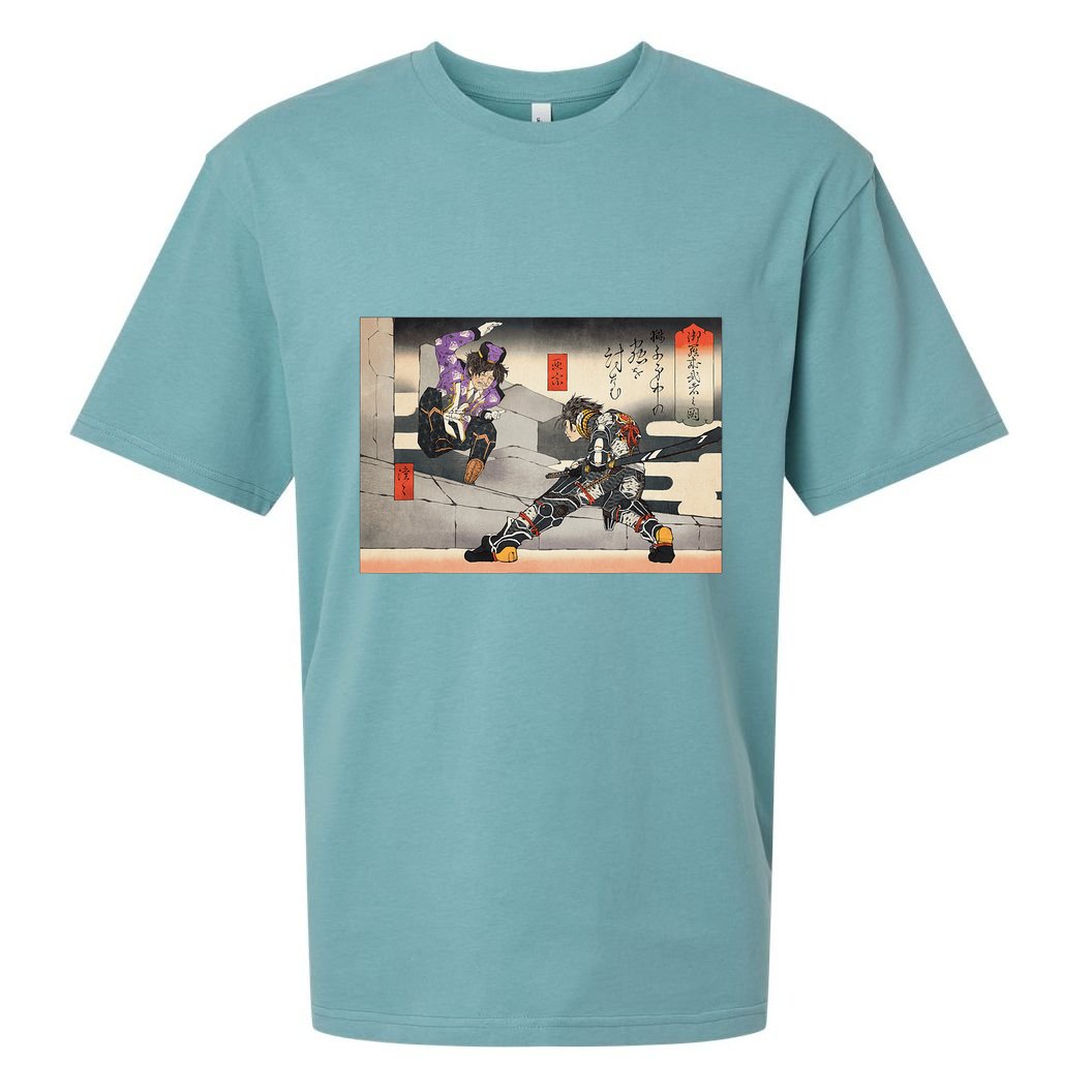 Pso2 Ash Vs. Doudou Ukiyoe Style Sueded Cloud Jersey T-Shirt