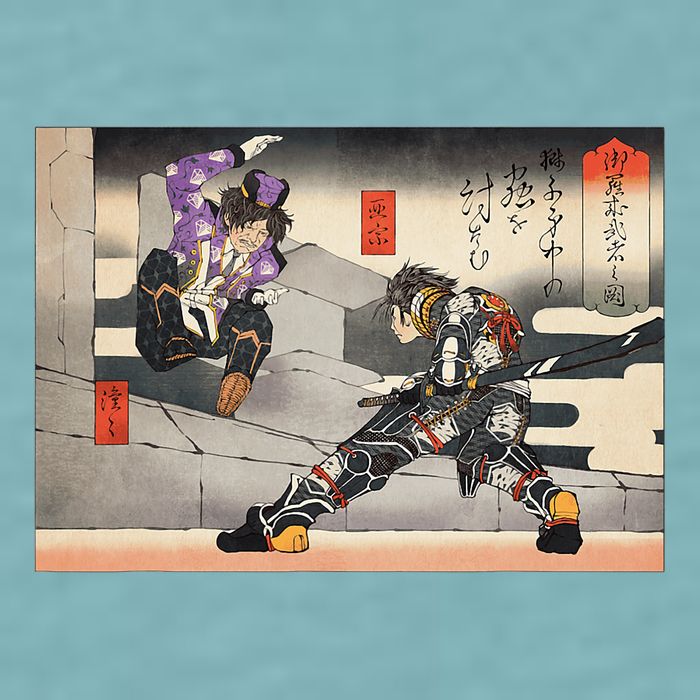 Pso2 Ash Vs. Doudou Ukiyoe Style Sueded Cloud Jersey T-Shirt