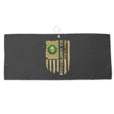 Proud Army Veteran Large Microfiber Waffle Golf Towel